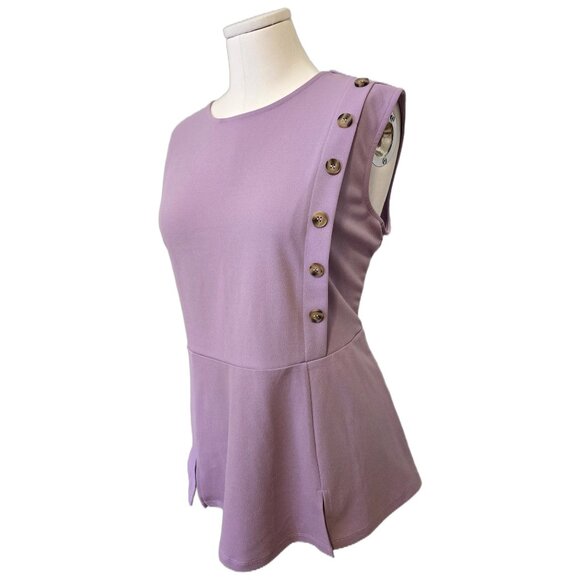 Womens Lilac Purple Sleeves Top Peplum Button Plus Size Cute Pastel Girly - Picture 2 of 8